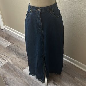 Vintage Bill Blass Maxi Denim Skirt with Front Pockets